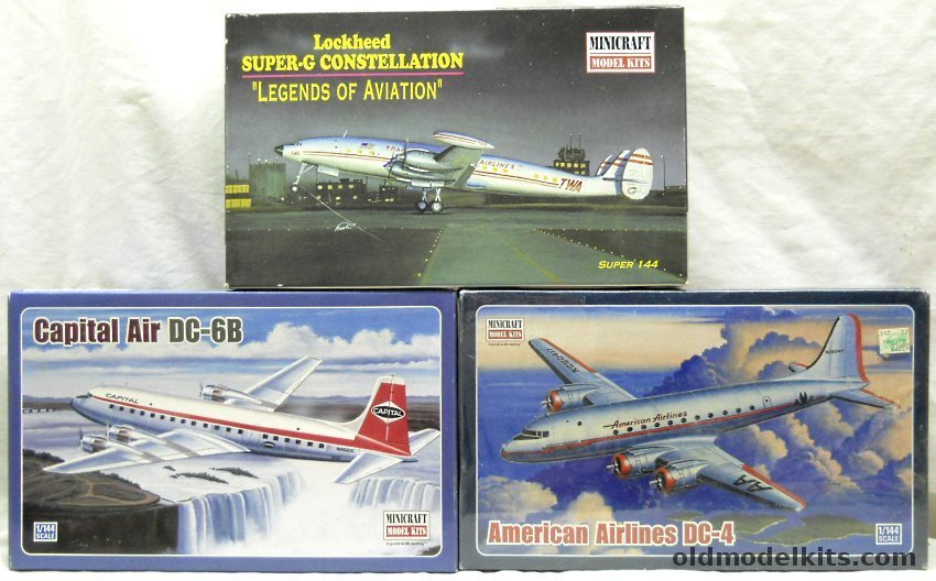 Minicraft 1/144 14530 DC-4 American Airlines / 14557 DC-6B Capital Air / 14443 Lockheed Super G Constellation TWA plastic model kit